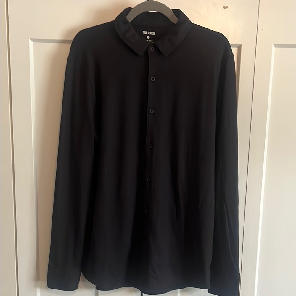 True Classic Black Casual Button Down Shirt